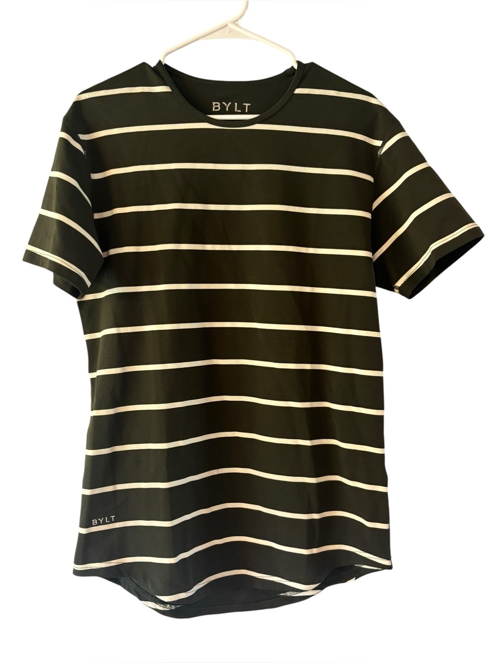 Bylt Basics Men's Crew Cut Black Striped Drop Cut Short Sleeve T Shirt Size S